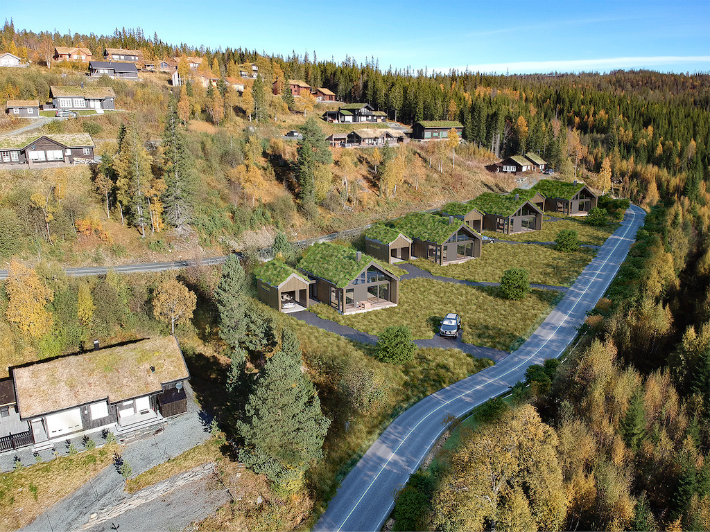 Oversiktsbilde over hyttetomtene i Svingen, Meråker